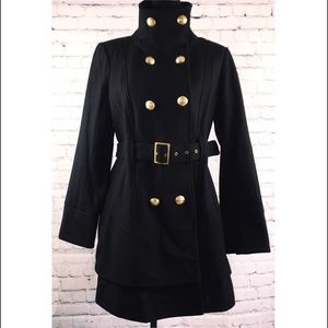 Guess Military Style Double Breasted Skirt Coat